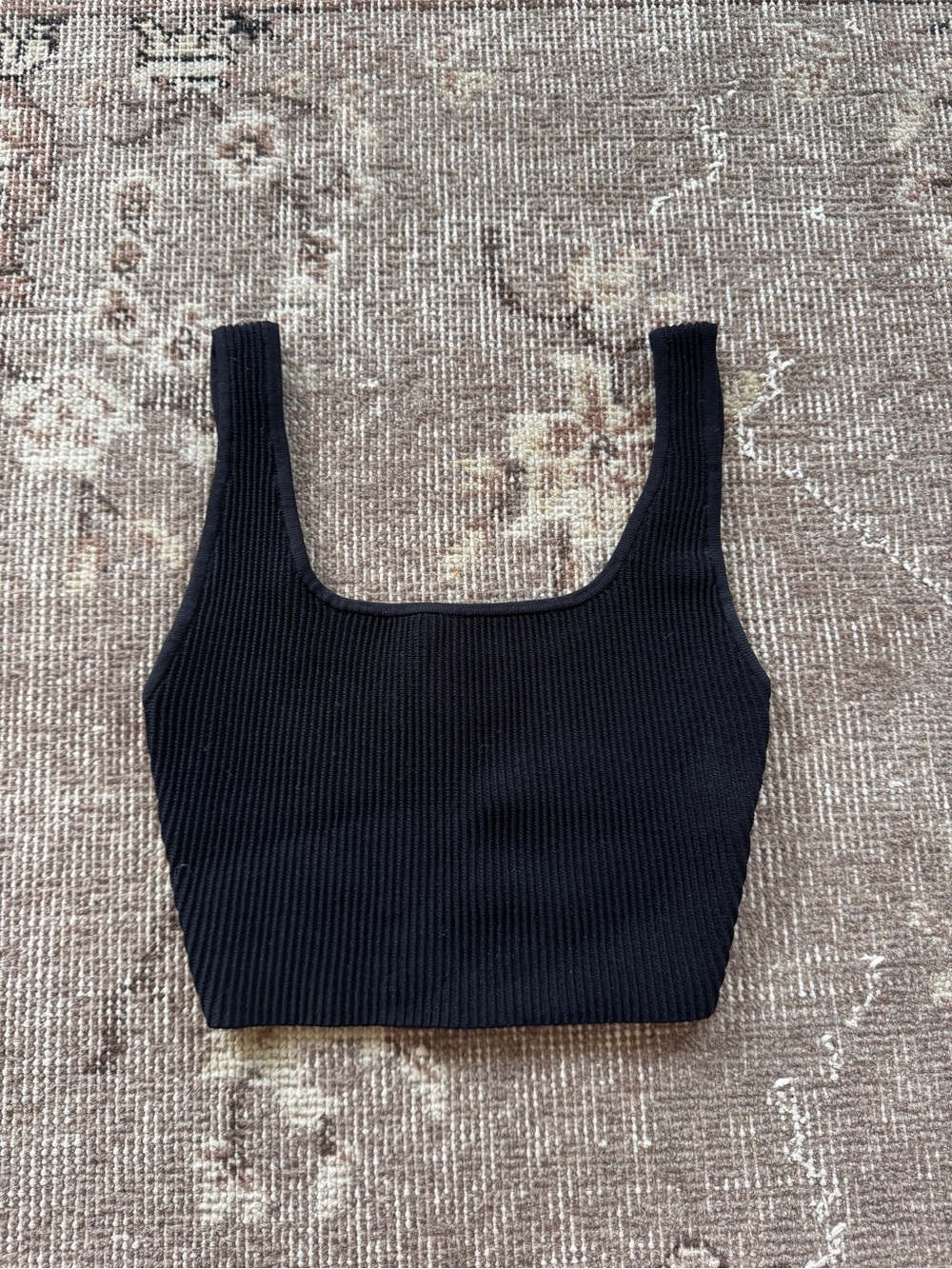 Babaton Black Ribbed Square-Neck Tank